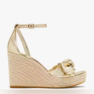 Kate Spade Gold  Leather Wedge Sandals
